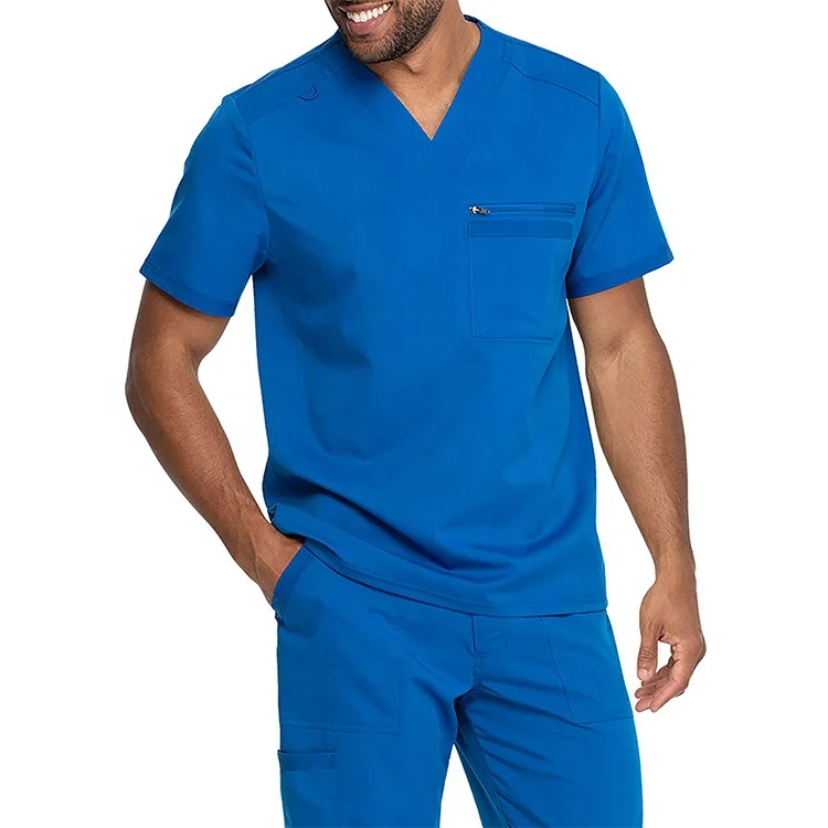 Custom Men Working Uniform Set Pocket Short Sleeve Scrubs Tops Long Pants 2Piece Nurse Uniforms Suits Clinic V-neck Work Clothes