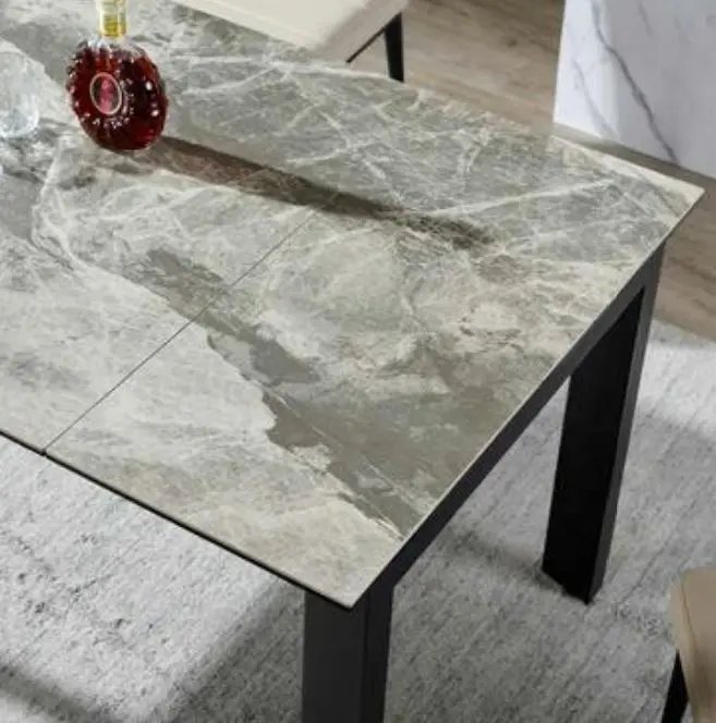 Stone Contemporary One End Twist Extension Modern Resistance to Scratch White Sintered Stone Extendable Dining Table