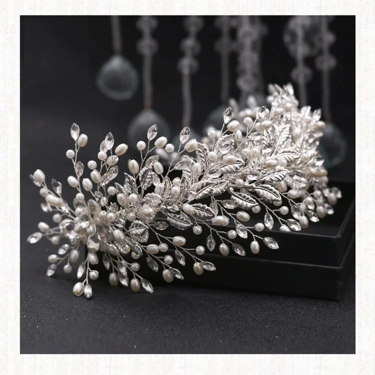 Luxury Rhinestone Wedding Headbands Glass Tiara Crystal Headpiece Bridal Hair Accessories Sliver Golden Headband