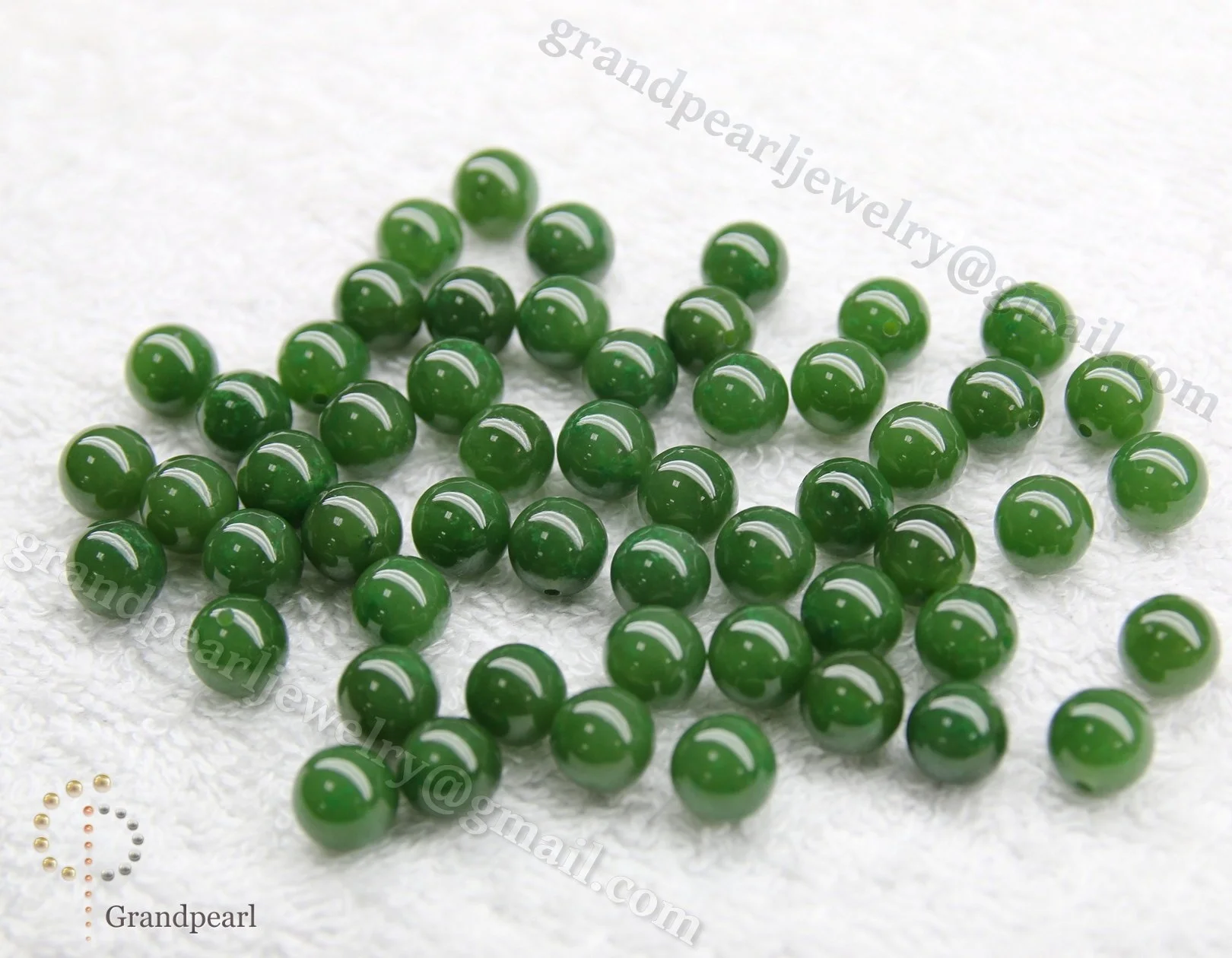8mm half-drilled_loose beads - Genuine Canadian Nephrite Jade