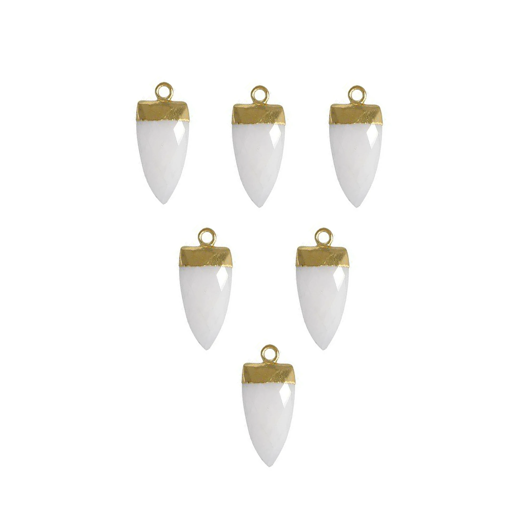 White Quartz Gemstone Gold Electroplated Half Marquise Shape Pendant Jewelry GH-17