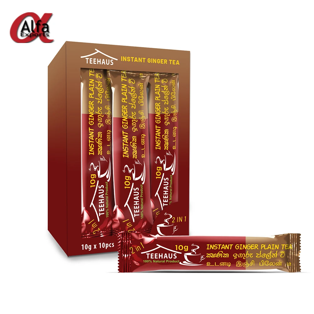 
World Wide Selling Of Ginger Flavored 2in1 Premix Instant Ceylon Dried Organic Plain Ginger 10g Tea Powder Sachets 