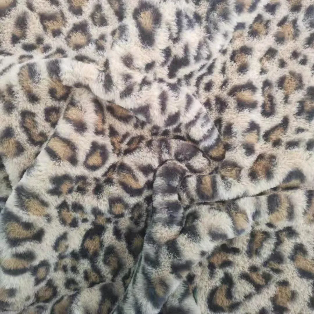 Polyester tiger custom leopard print soft skin-friendly faxu rabbit fur warp coat knitted hometexeile fabric