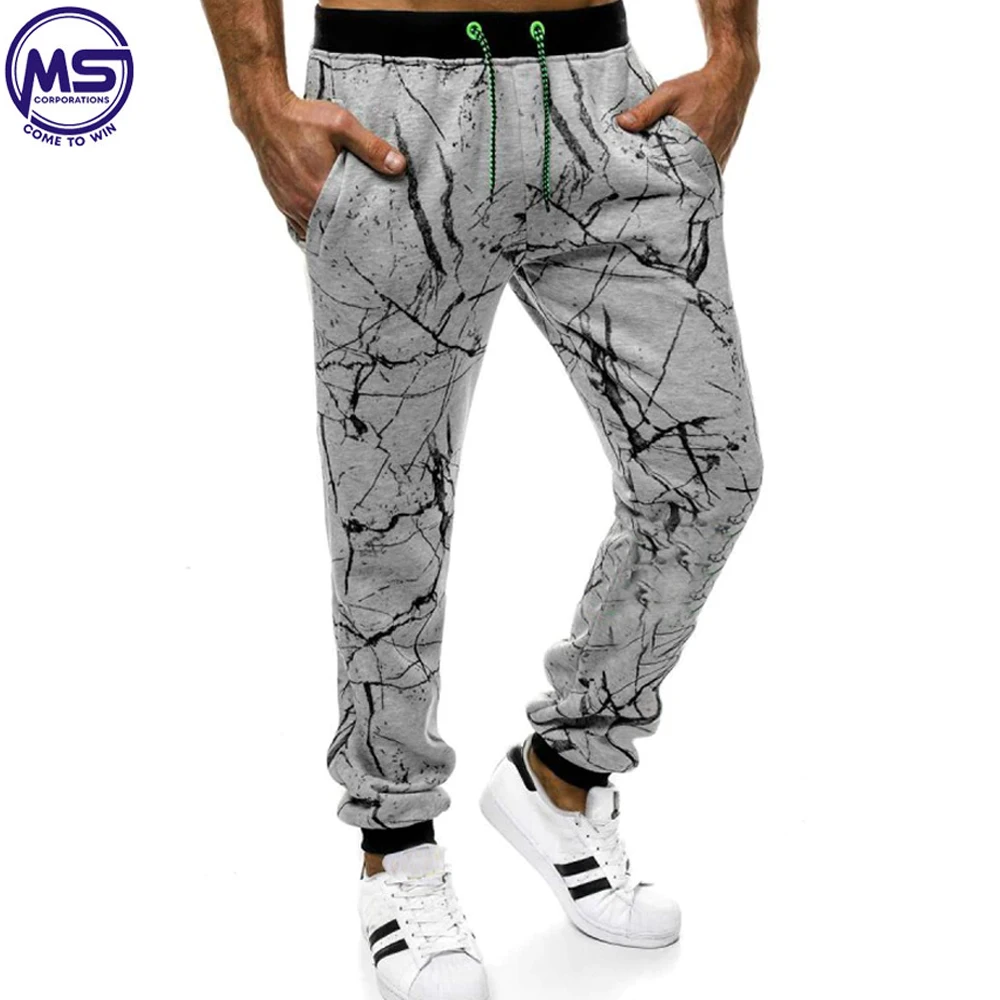 Fashion Men Solid Color Casual Trousers Men Elastic Waist Trousers