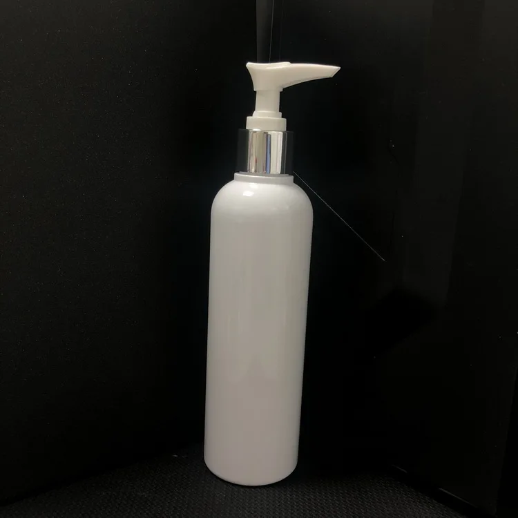 custom logo white plastic shampoo bottle with pump