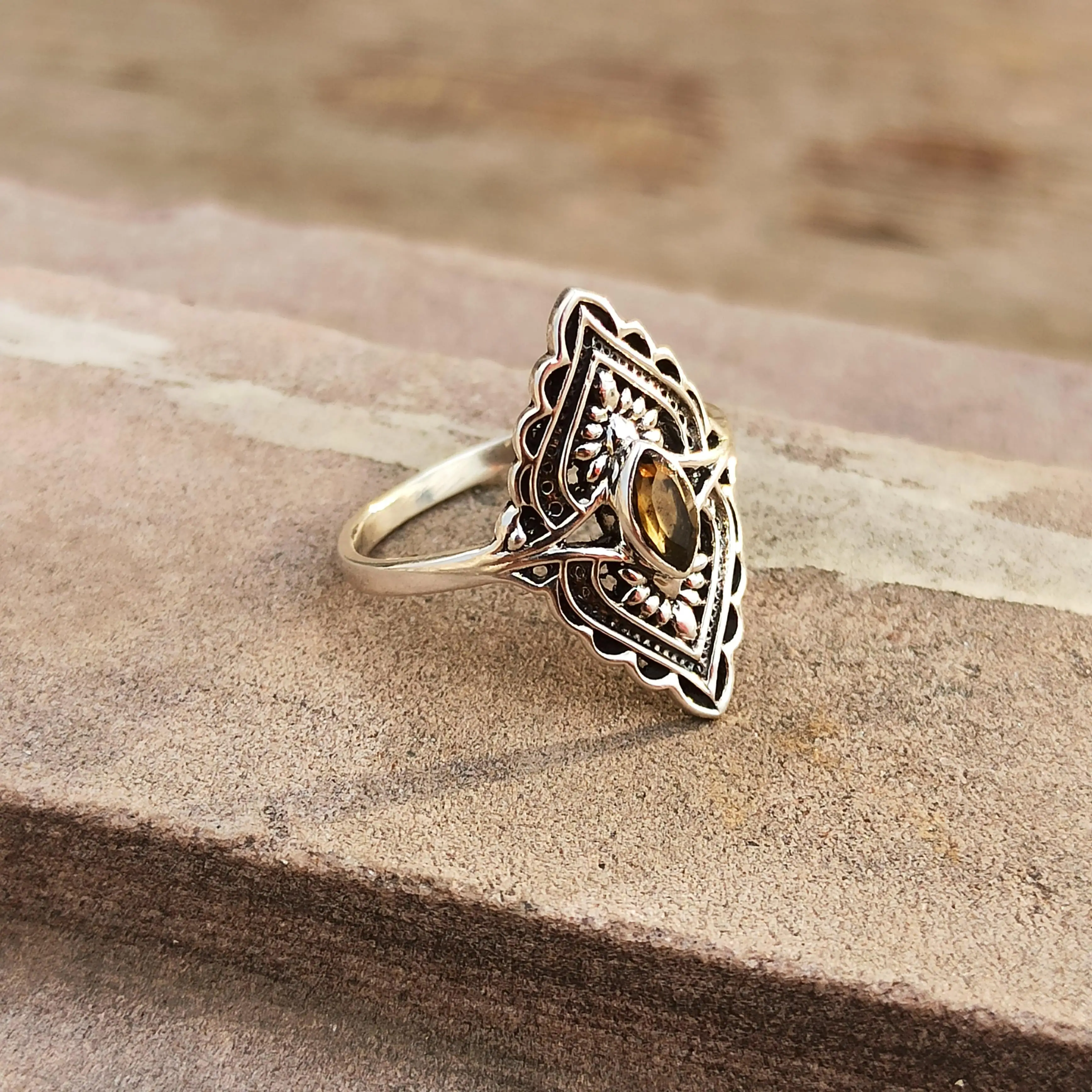 925 Sterling Silver Unique Genuine Citrine Fancy Shape Ring From Manufacturer At Wholesale Factory Price Shop Online