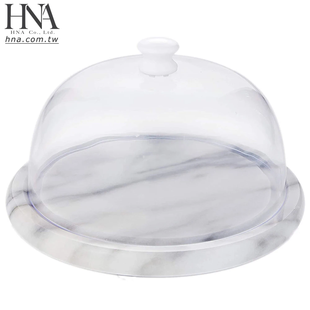HNA Taiwan Made Clear Non-Stick Natural Round Cheese Dome with Marble Base