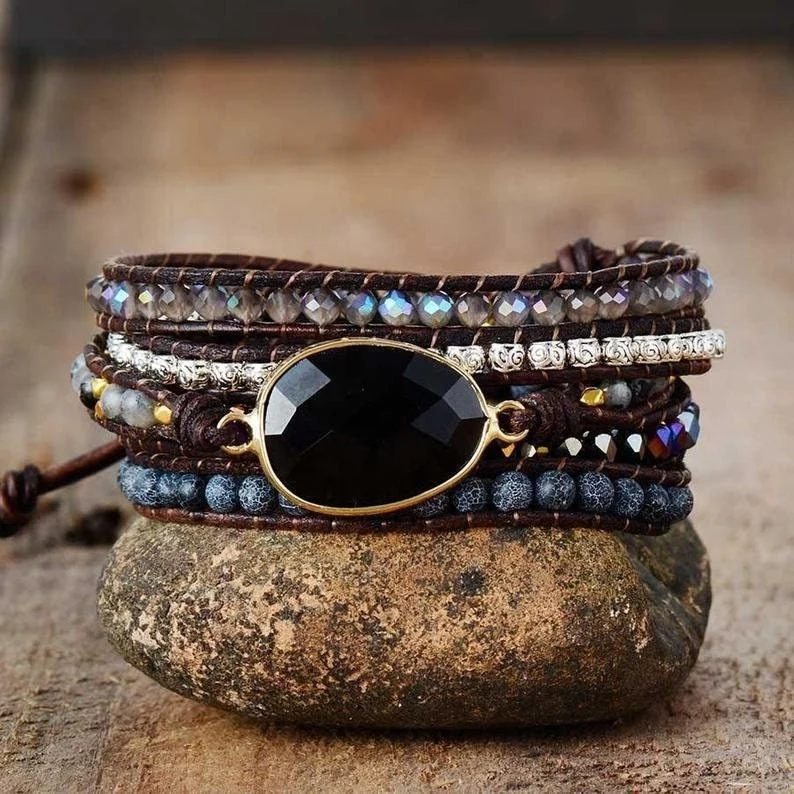 Best Selling Amazon Bracelet I Black Onyx Bracelet-Natural Gemstone Grounding Bracelet-Healing Balance Spiritual Protection