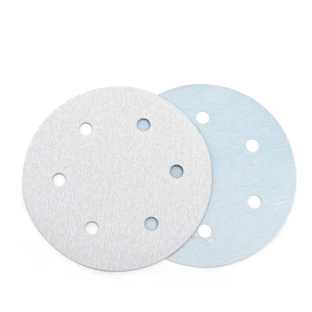 China manufacture konaflex-platinum white  6inch(150mm)with 6 dust holes hook&loop sanding disc