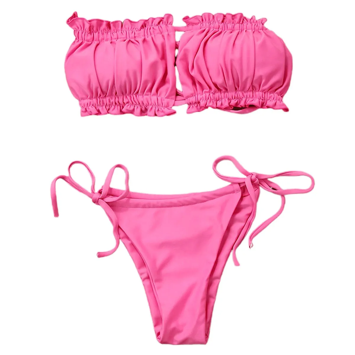 Hirigin Sexy Women Bikini Set Pure Color Sumwear New Push Up Padded Women Swimwear Bathing Suit 2 Pieces