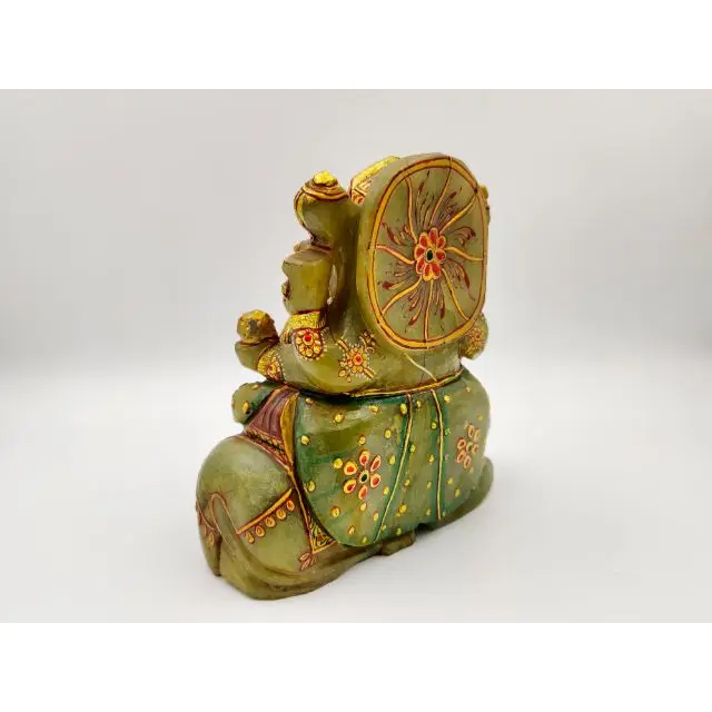 Green Aventurine Mouse Painting Ganesh Lord Ganesha Vinayaka Ganapati Statue carving labradorite stone