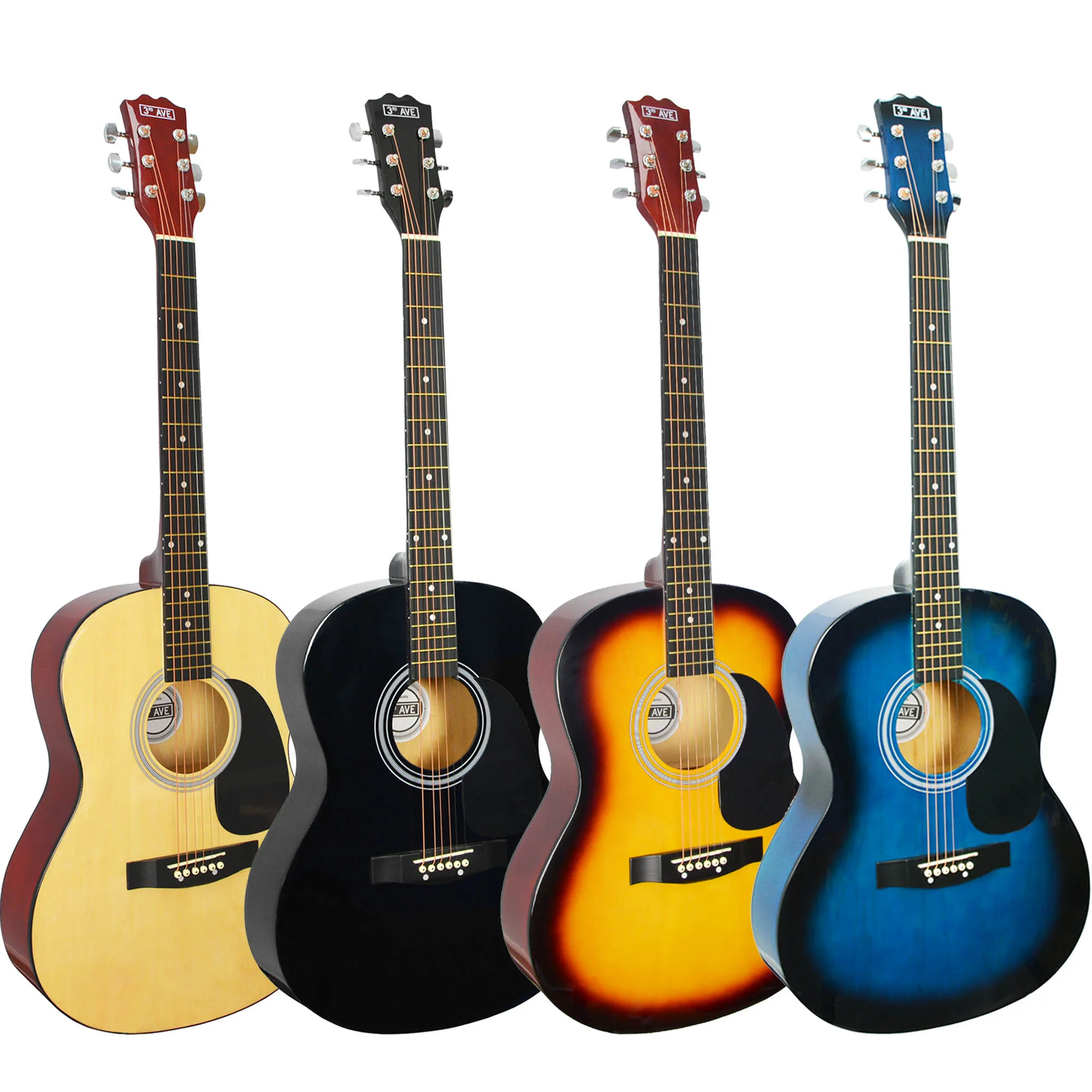 3rd Avenue STX10 4/4 Full Size Acoustic Guitar Premium Pack with Gigbag, Picks, Strings, Stand, Strap, Tuner, Capo