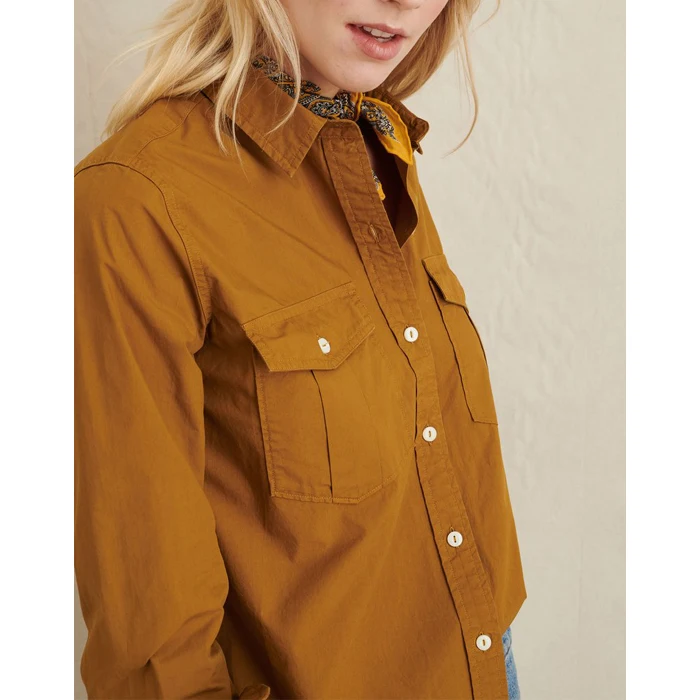  Передний двойной карман коричневого цвета; Женская хлопковая рубашка с изготовленным на заказ логосом хорошее фитнес премиум качества женская по низкой цене