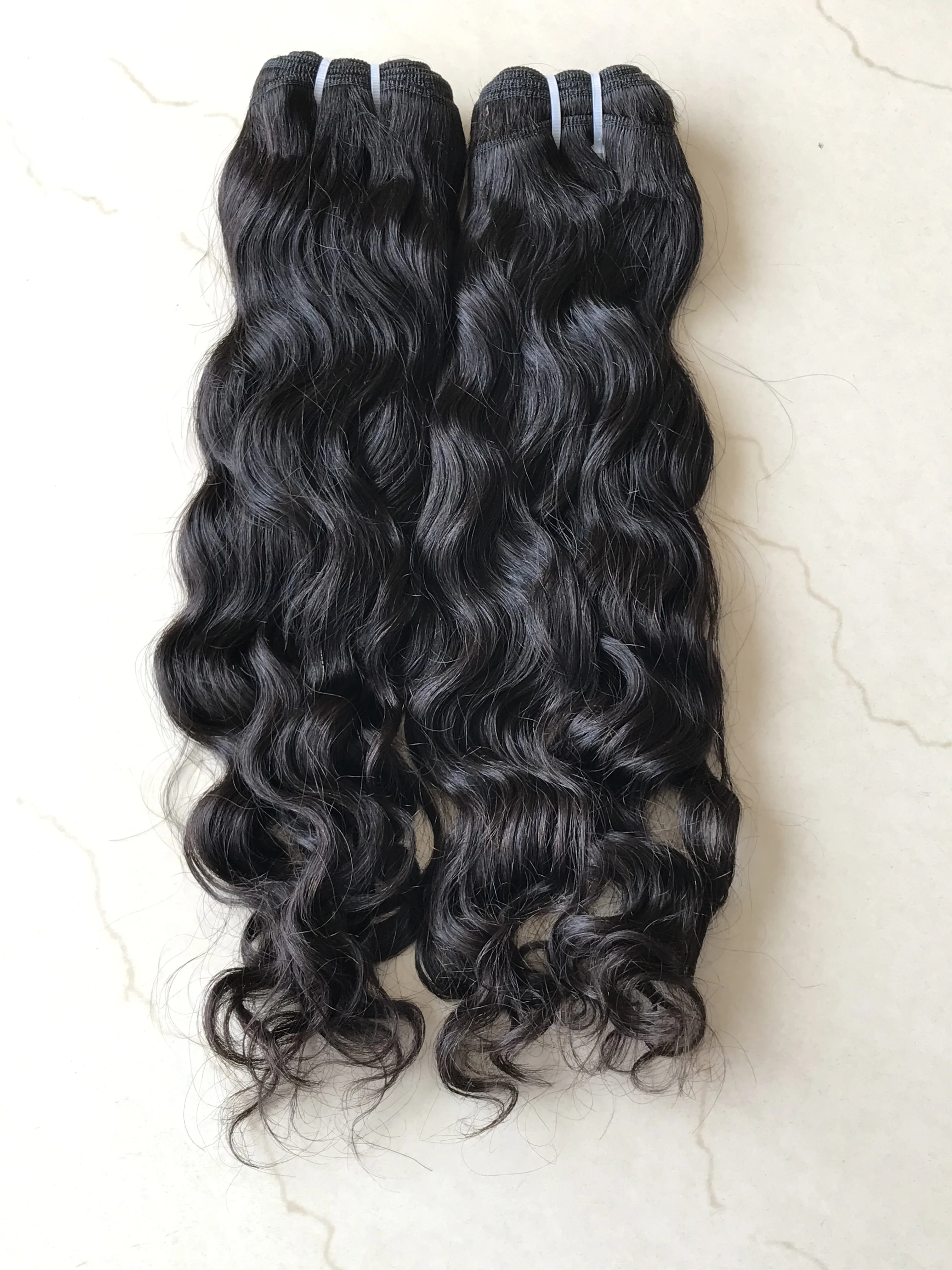 100% Unprocessed Brazilian Natural Water Wave Human Weft Hair Bundles Form Raw Indian Temple Hair Vendor