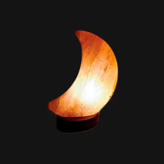 Natural Himalayan Hand Carved Salt Lamp-Half Moon / Crescent Shaped with Dimmer Switch.