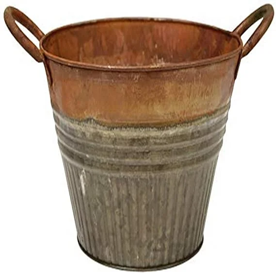 Garden flower pots and planters Round Tub Aged Nickel for enhance yours garden decorations Customizable