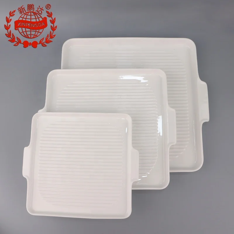 Горячая Распродажа, новый дизайн, белая посуда, квадратная полосатая тарелка для выпечки