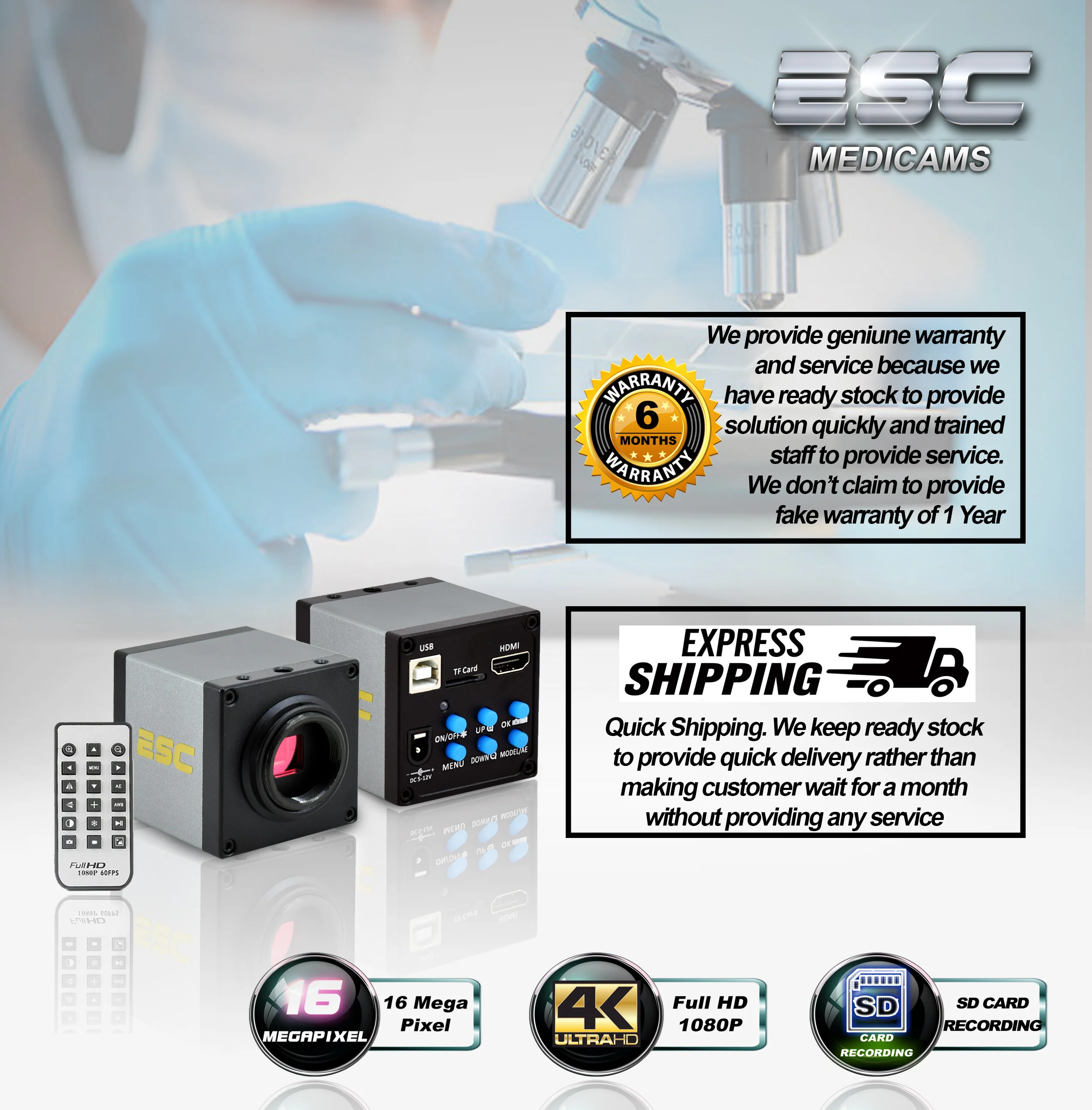 Digital Microscope Camera Full HD 16 Mp for Beam splitter Slit Lamp