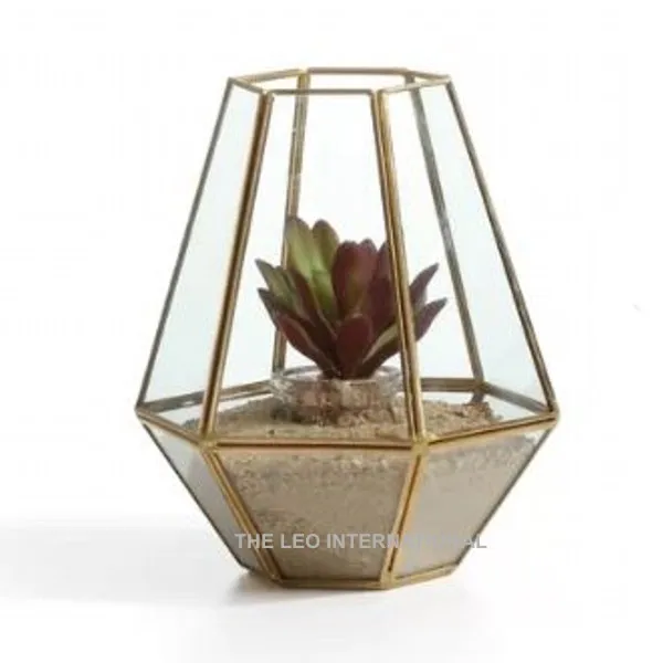 Geometric Terrarium Container Modern Tabletop Window Sill Decor Flower Pot Balcony Planter Display Box Moss Garden 7X7X9 Inch