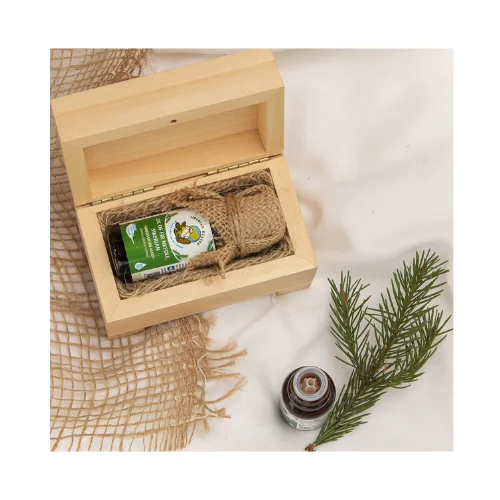Natural Linden Wooden Box 20 ml Organic Siberian Fir Essential Oil Without Auxiliary Substances