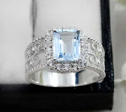 Natural Blue Topaz 9x7 MM Octagon Shape Gemstone 925 Stirling Silver For Women Ring Wedding Jewelry Manufacturer  From India