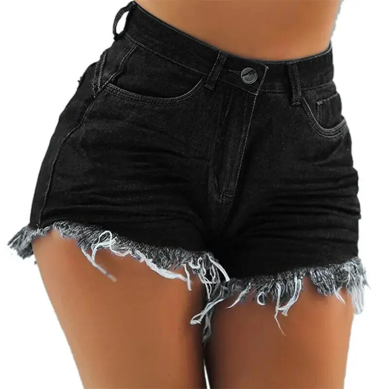 2021 Pakistan Made Denim Blue Vintage Girls Skinny Denim Shorts High Waist Jean Shorts For Ladies