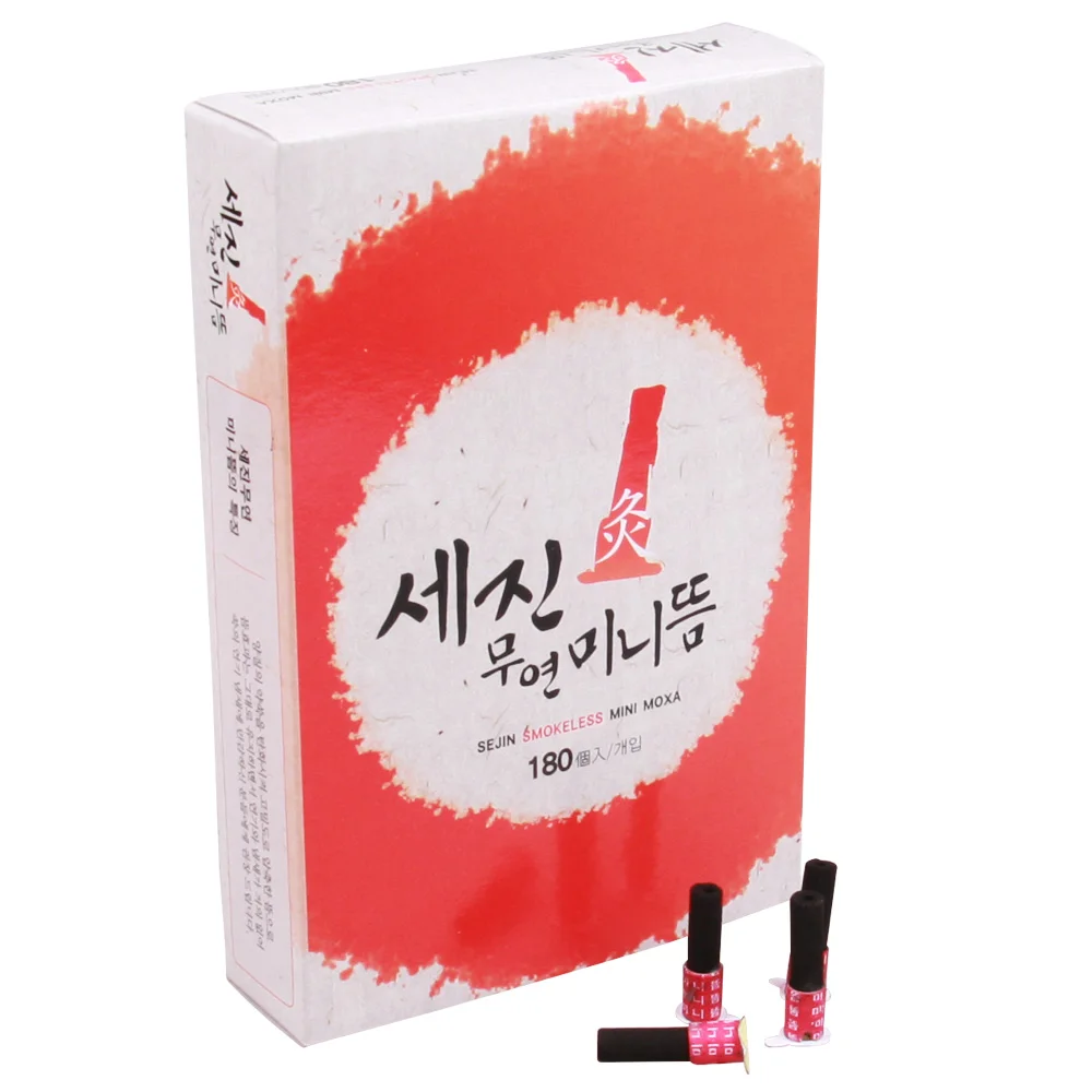 
SEJIN NO-Smoke MINI MOXA. Medical Smokeless Moxibustion Made Korea Nature Therapy Moxa Cone Pure Roll Moxa Stick (180PCS/BOX) 