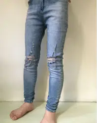 Джинсы мужские рваные в стиле хип-хоп, классические брюки из денима, байкерские удобные Стрейчевые штаны, есть в наличии