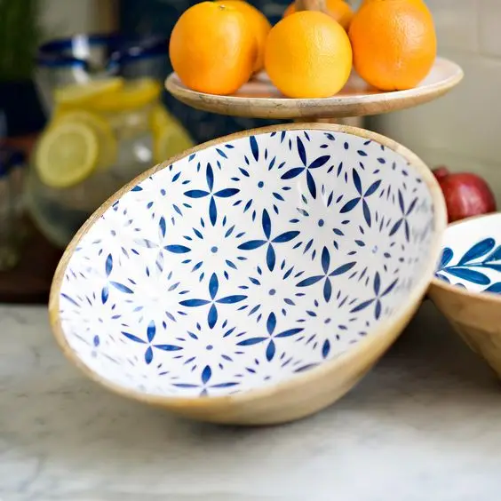  Высокое качество горячая Распродажа заводская цена ручная работа декоративная эмалированная деревянная чаша натуральная