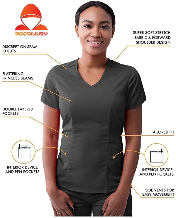 Modern Athletic Scrub Set for Women - Modern V-Neck Scrub Top & Yoga Jogger Scrub Pants