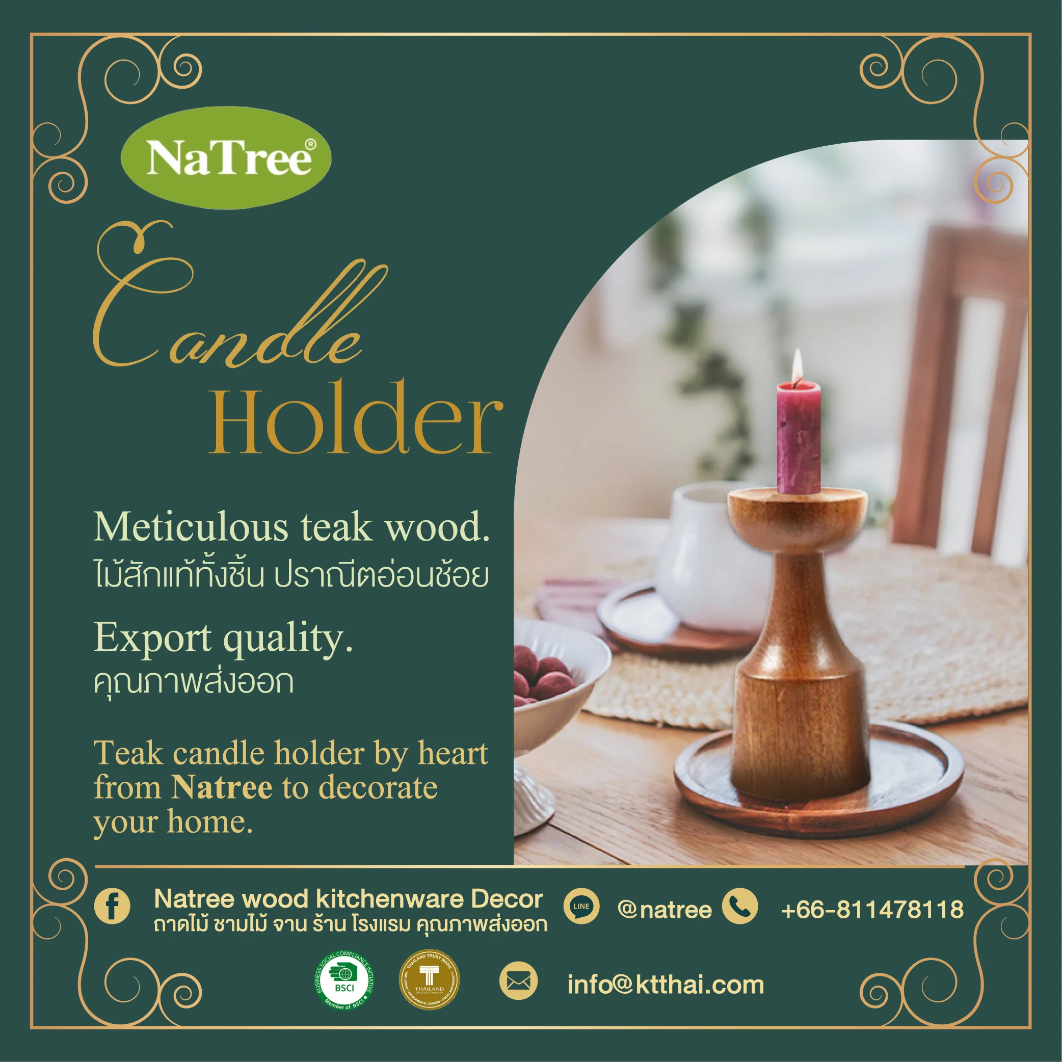 Premium Product Best Selling Natree Export Quality Wood Home Decor Candle Holder Eco Friendly Product from Thailand