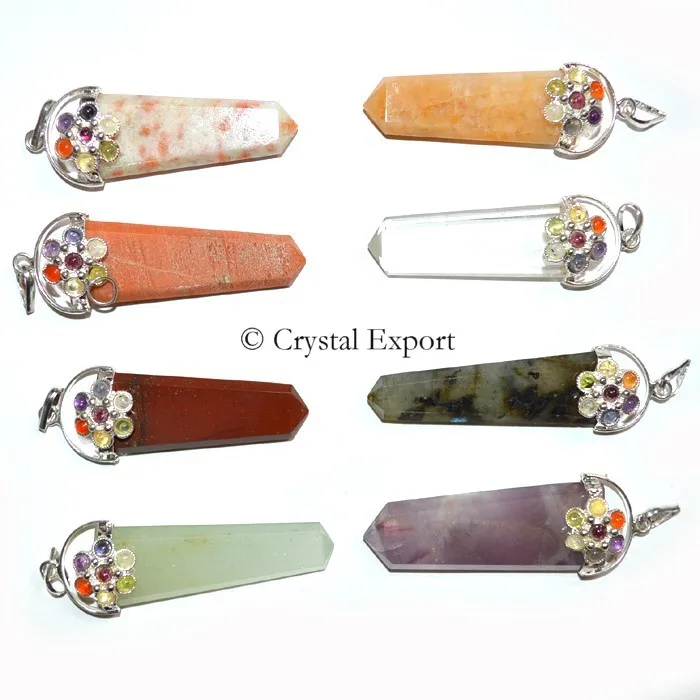 Get Online Mix Gemstone Chakra Pencil Pendants : Mix Gemstone Chakra Pencil Pendants For Sale