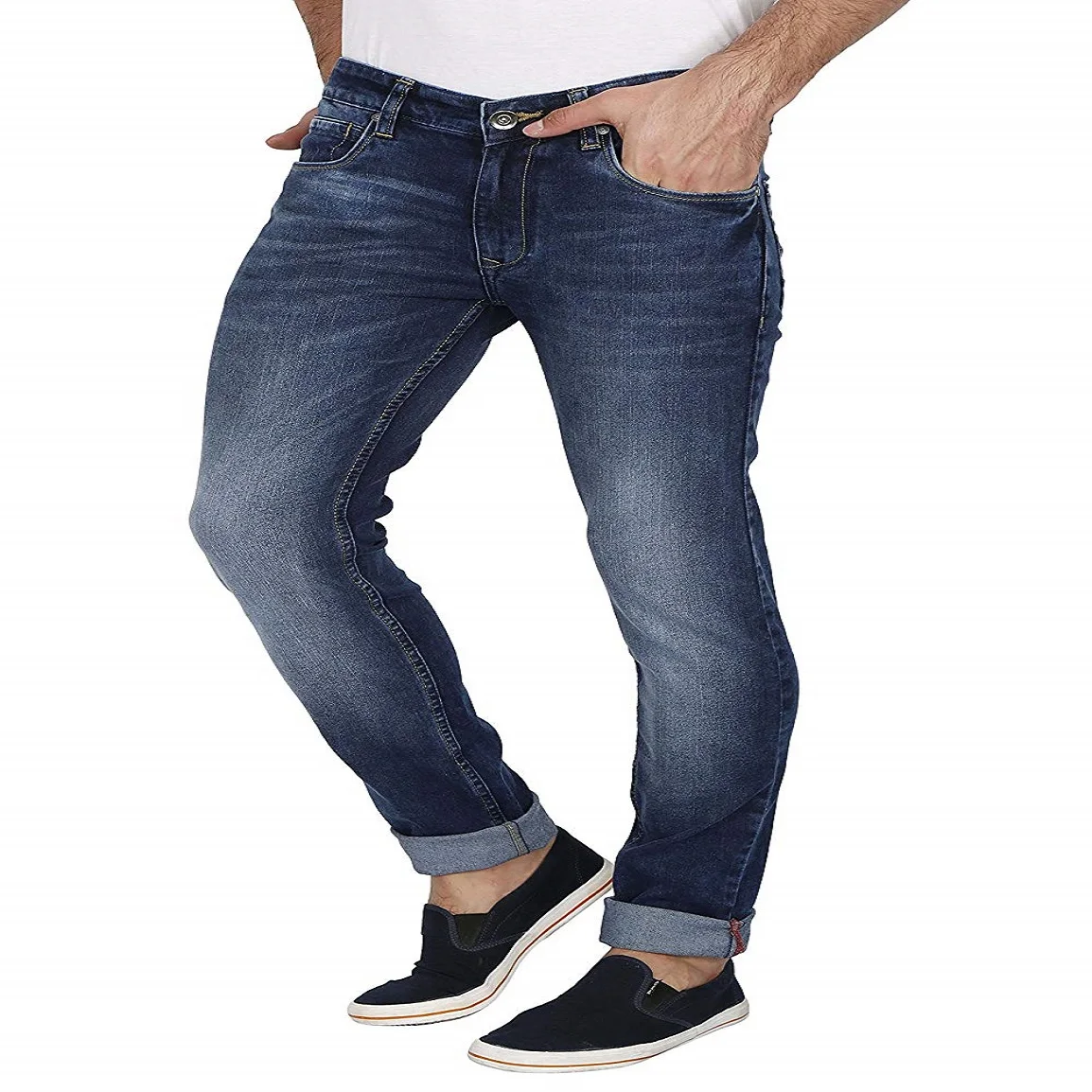 Оптовая продажа эластичные джинсовые брюки модные повседневные низкая цена