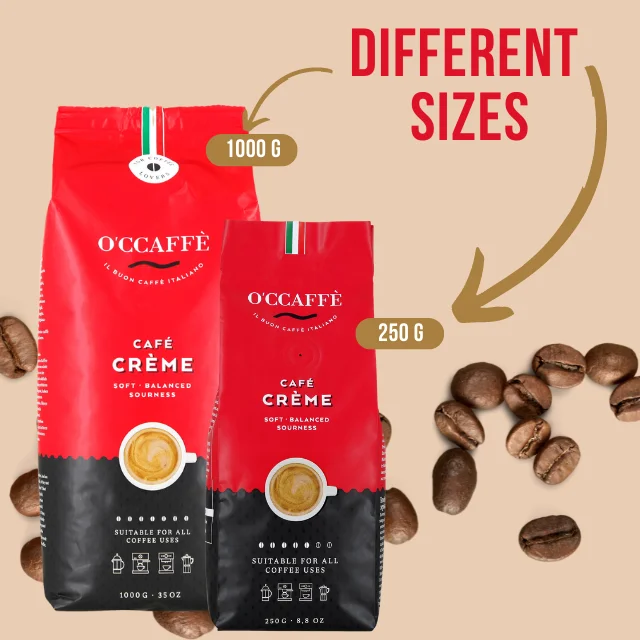 Best Italian Quality Occaffe Strong 50% Arabica 50% Robusta Cafe Creme Coffee Beans For Moka Pot