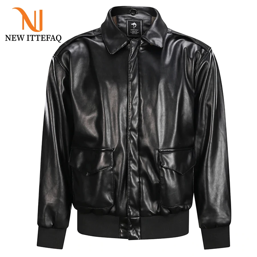 
ReFire Gear MA-1 Faux Leather Jackets Men Winter Warm Military Bomber Pilot Jacket Tactical Police Casual Thick PU Leather Coats 