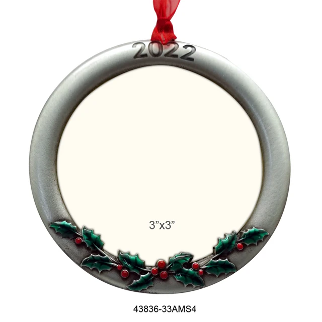 BEST SELLING OEM CHRISTMAS ROUND PHOTO ORNAMENT DECORATION