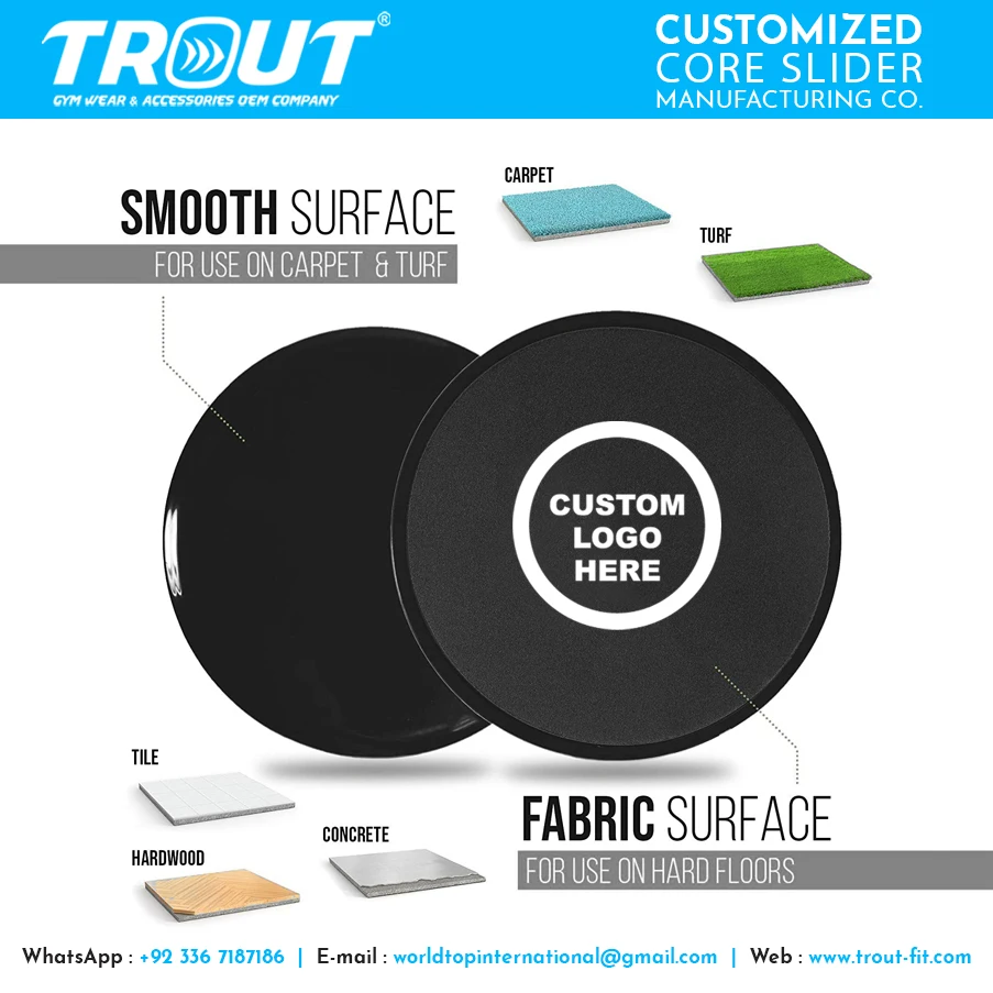 Trout Apparel Pakistan Custom Logo Core Sliders Fitness Gliding Disc Exercises