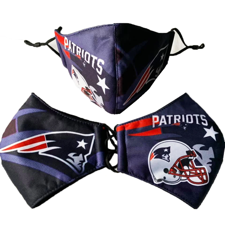 
3D design NFL teams Reusable Printed Facemaskes American football face cover 3 ply with Adjustable Ear Loop 