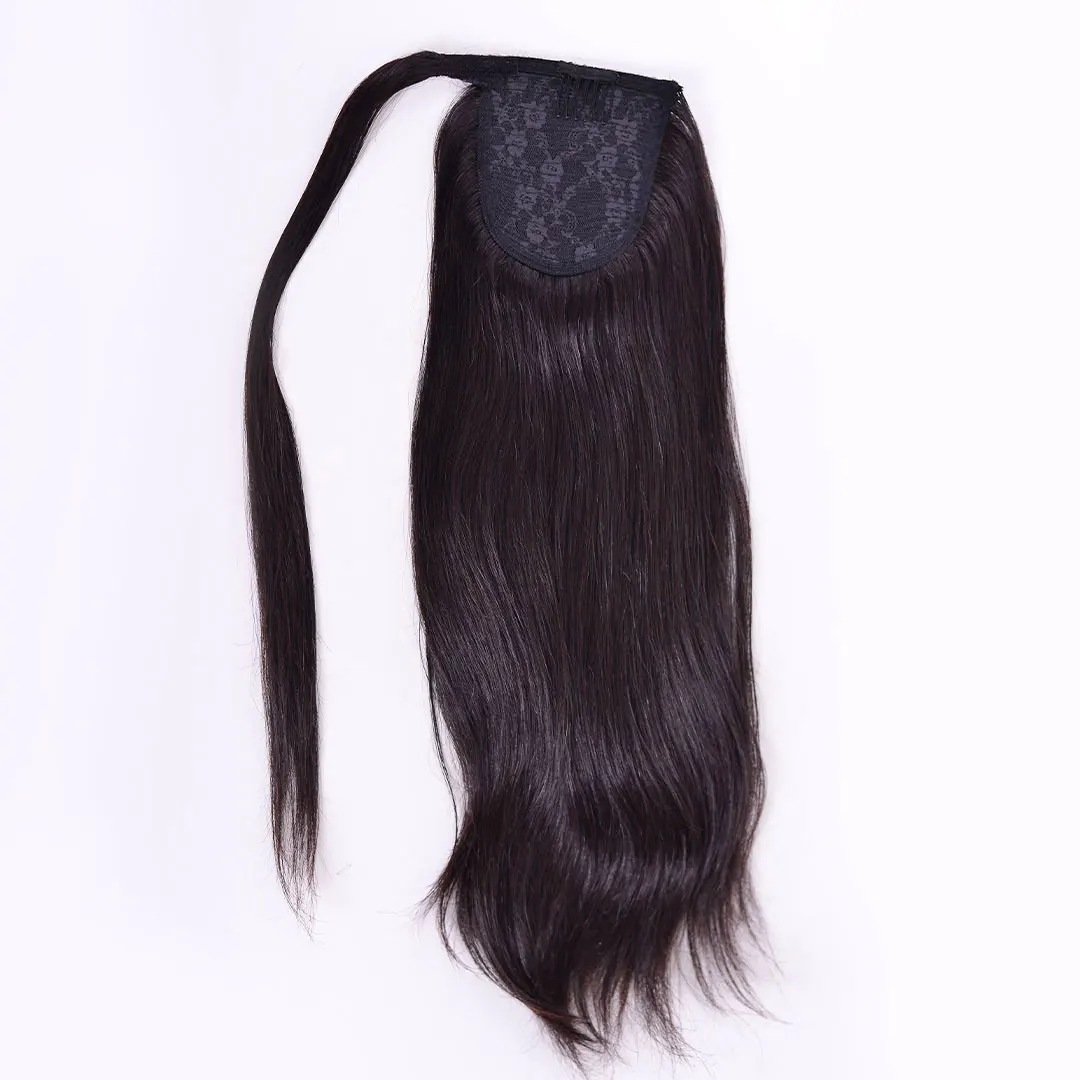Pony Tail Raw Indian Remy hair Extensions wholesale Cuticle Aligned