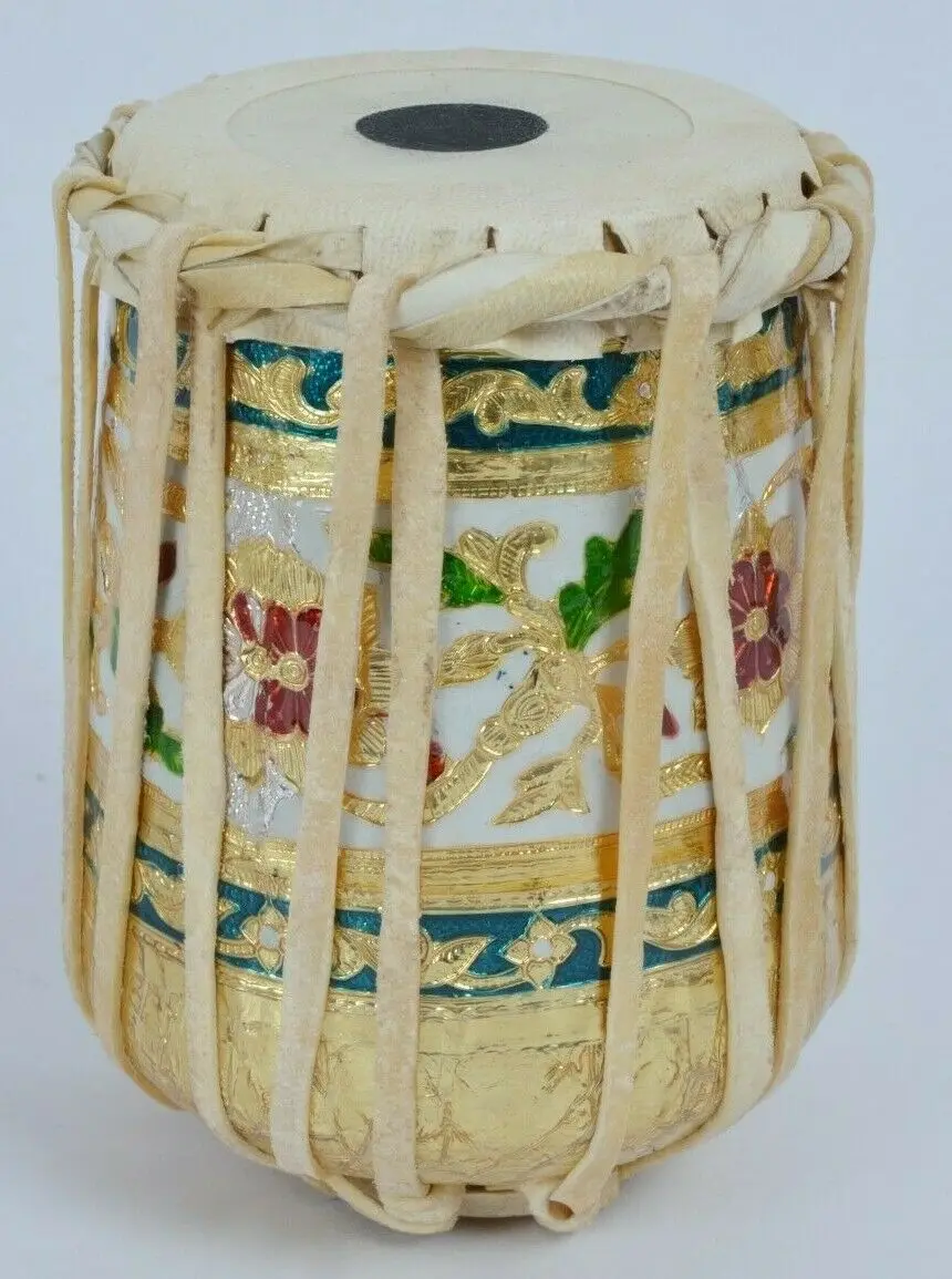 Meenakari  Decorative Mini Tabla Set  Educational Musical Instrument Meenakari Table Set Chrome Finish