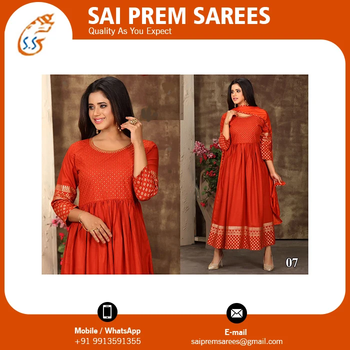 Новейшая новая дизайнерская коллекция длинного платья Reyon с последовательной работой и дупаттой по оптовой цене