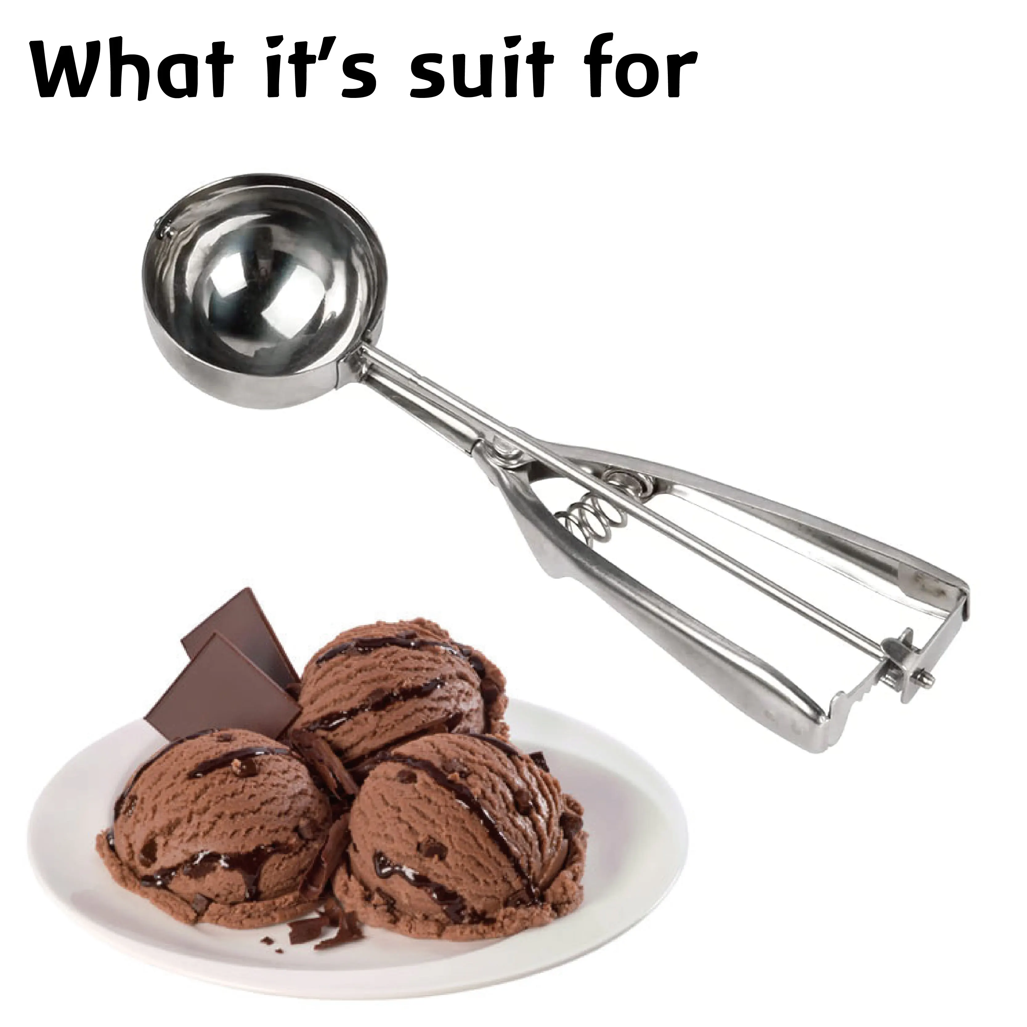 Best sell stainless steel 6 cm ice cream scoop with trigger for for fruit ice cream mashed potato