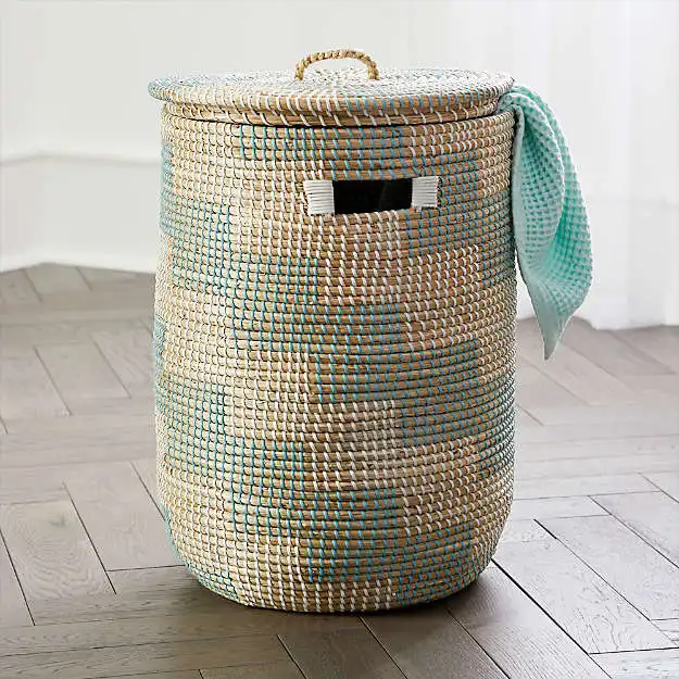 Vietnamese Natural Seagrass Storage Baskets Hamper Laundry African Basket for Home Decoration