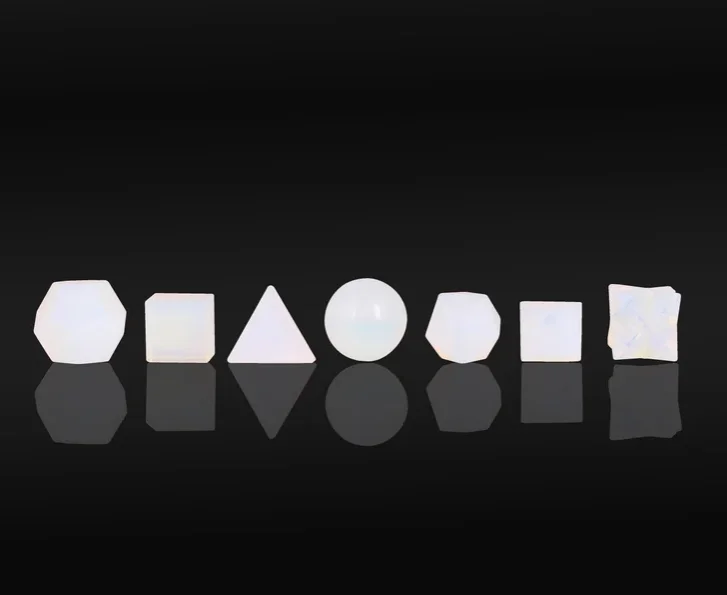 Wholesale OPALITE Platonic Solids Sacred Seven Geometric Set Crystal Geometry Kit for Reiki Healing Chakra Balancing Hand Made