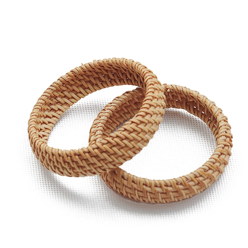 
Handmade Ethnic Natural Rattan Bracelet Wicker Straw Braid Woven Round Statement Bangle Bracelet for Women and Girls 