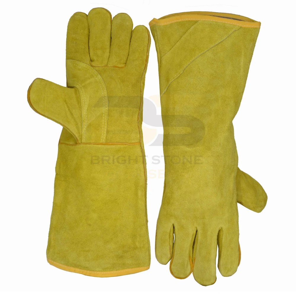 Leather Working Gloves Cowhide Leather Durable Working Safety Gloves