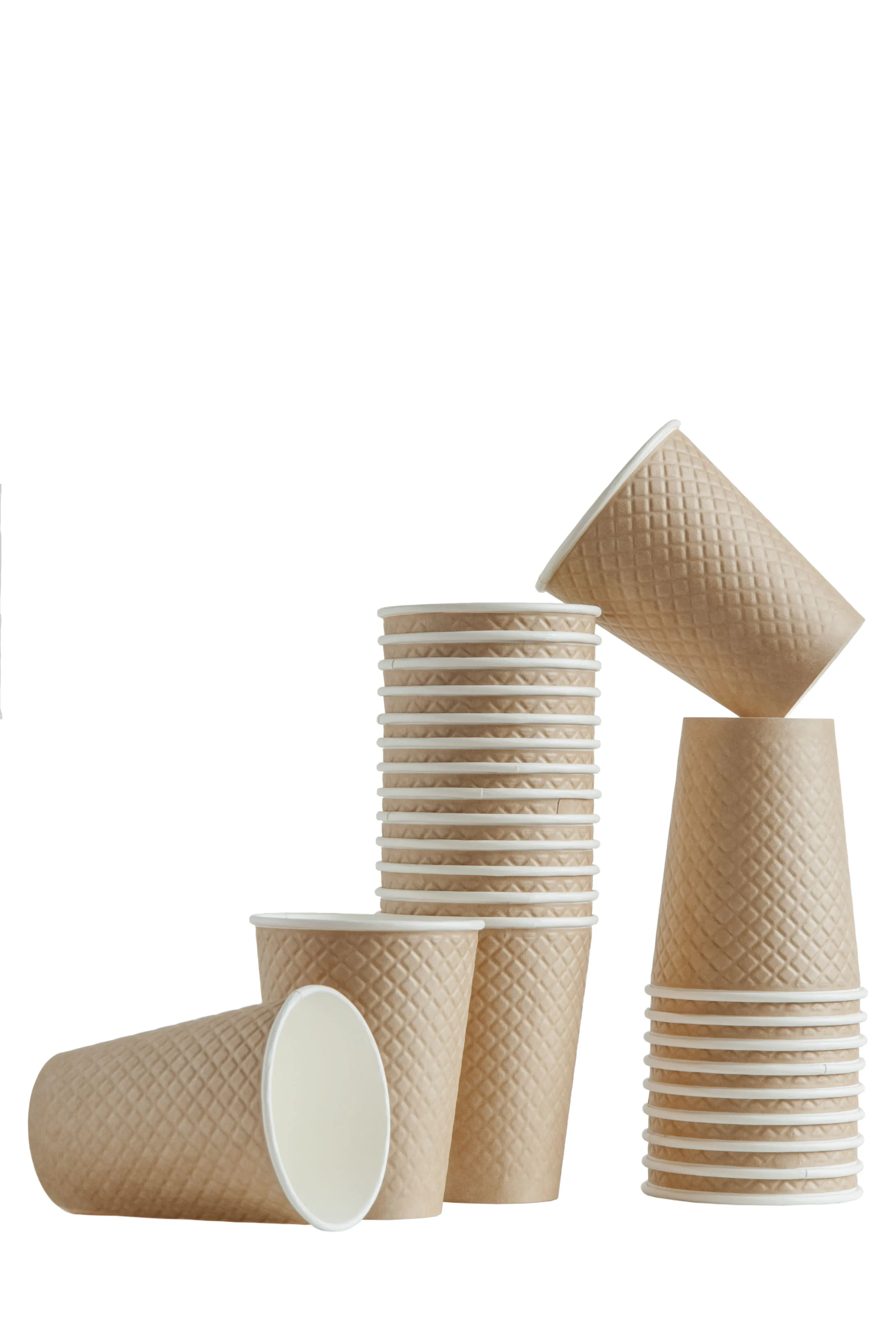 Одноразовый бумажный стаканчик с двойными стенками и волнами, вафельное ремесло, 350 мл/12 унций, кофейный бумажный стаканчик из крафтового картона