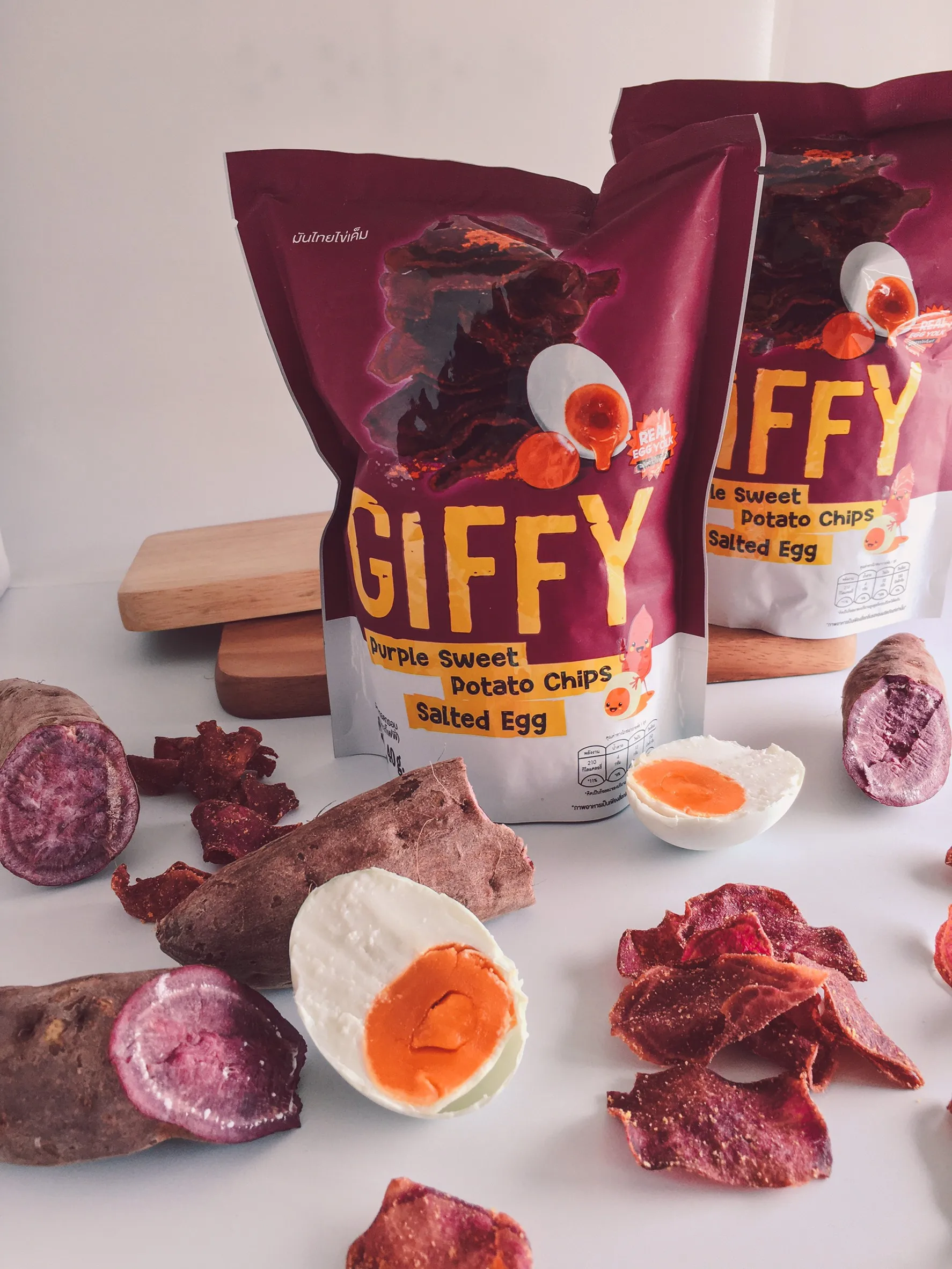 GIFFY фиолетовый сладкий картофель чипсы соленые яйца ароматизатор Тайский продукт Сделано в Таиланде лучшее качество для экспорта оптовая продажа закусок