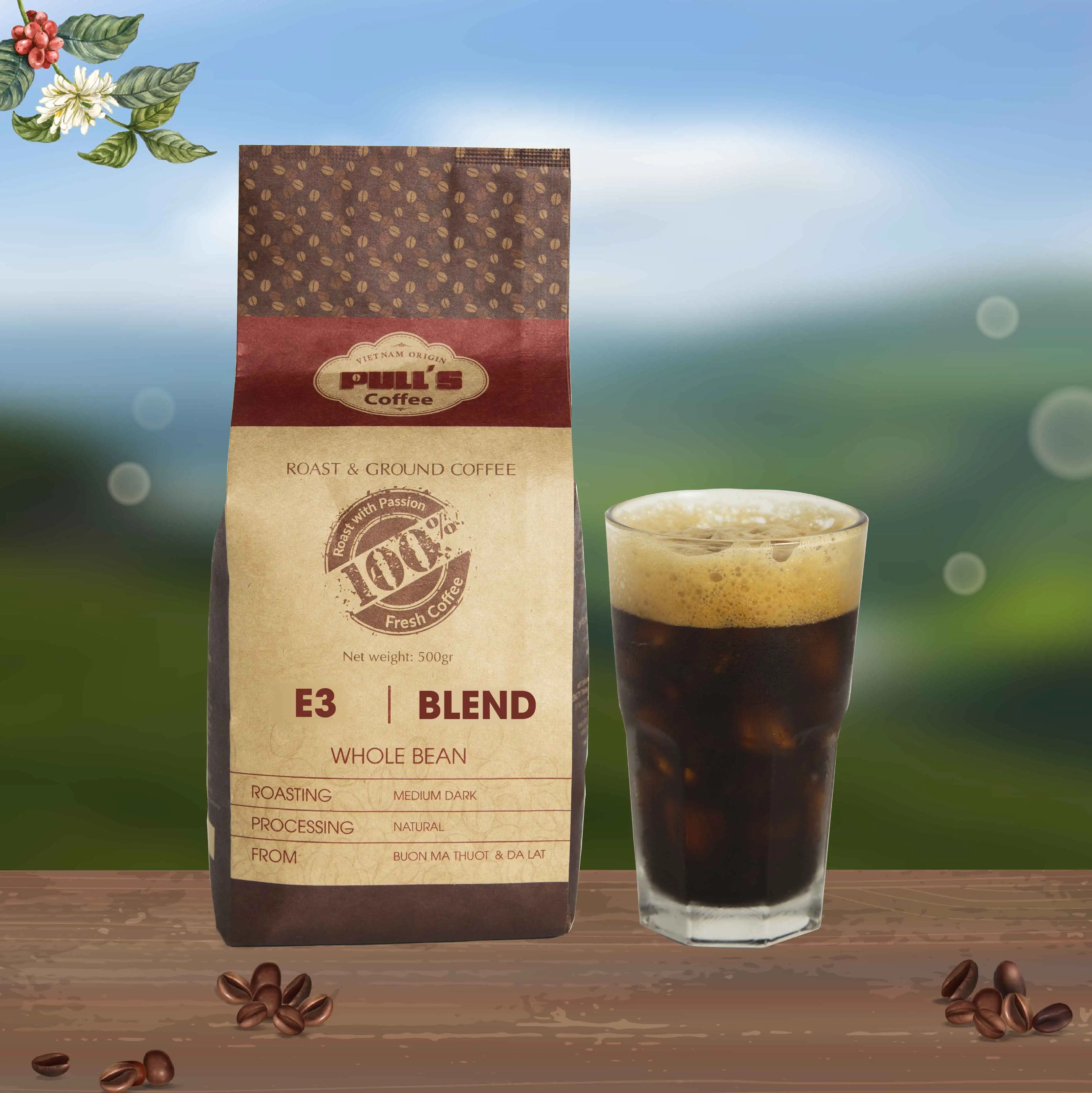 Зерна Е3-кофейная марка-высококачественная упаковка 500 г-сделано во Вьетнаме