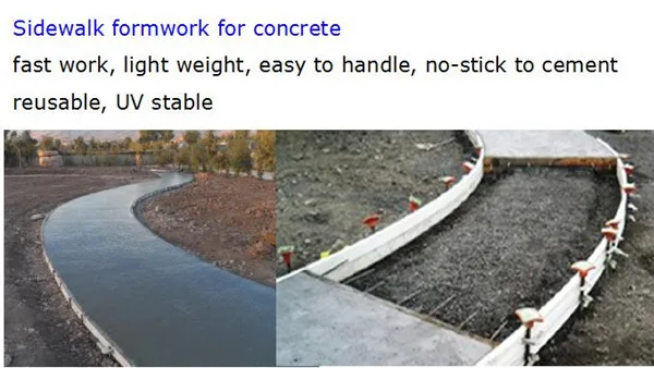 Lightweight reusable flexible plastic formwork edge boxing sidewalk footpath garden landscape  concrete floor boundary